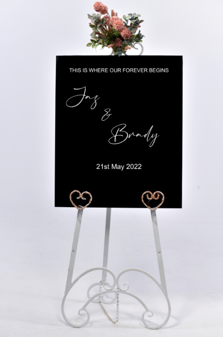 Black acrylic wedding sign