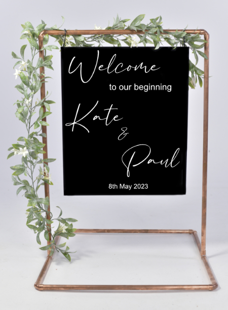 black wedding sign