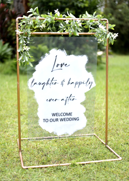 wedding sign on stand