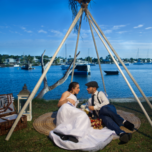 Tipi Teepee wedding by the water