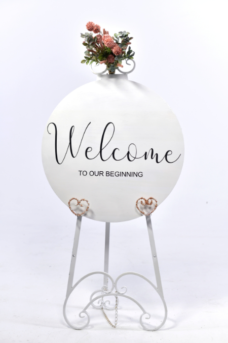 wooden white wedding sign