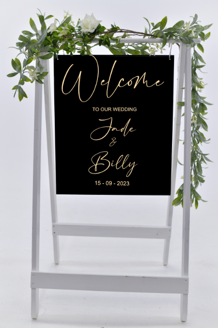 wedding sign in black
