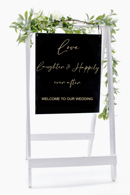 Black wedding sign
