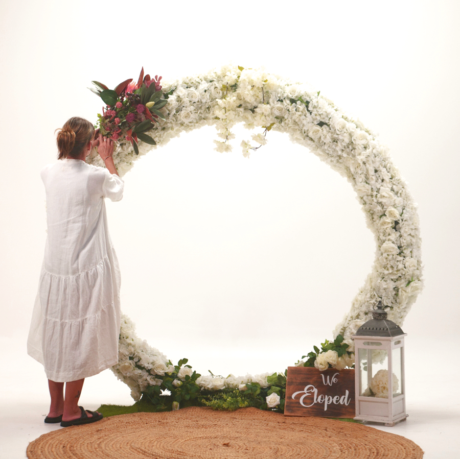 circle wedding arbor with optional flowers